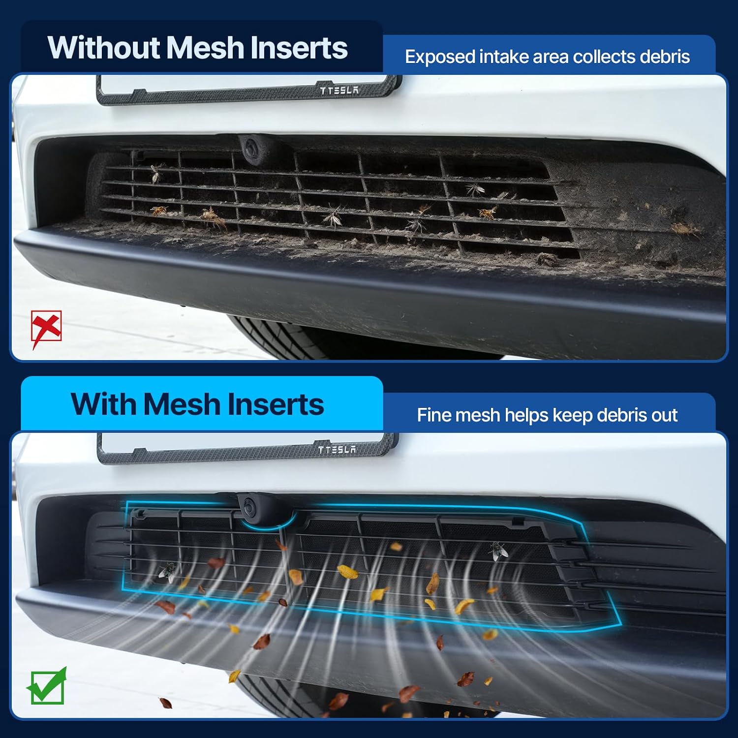 Xprite Premium Front Grill Mesh Cover for 2025 2026 Tesla Model Y Juniper | Snap-On Air Intake Protection