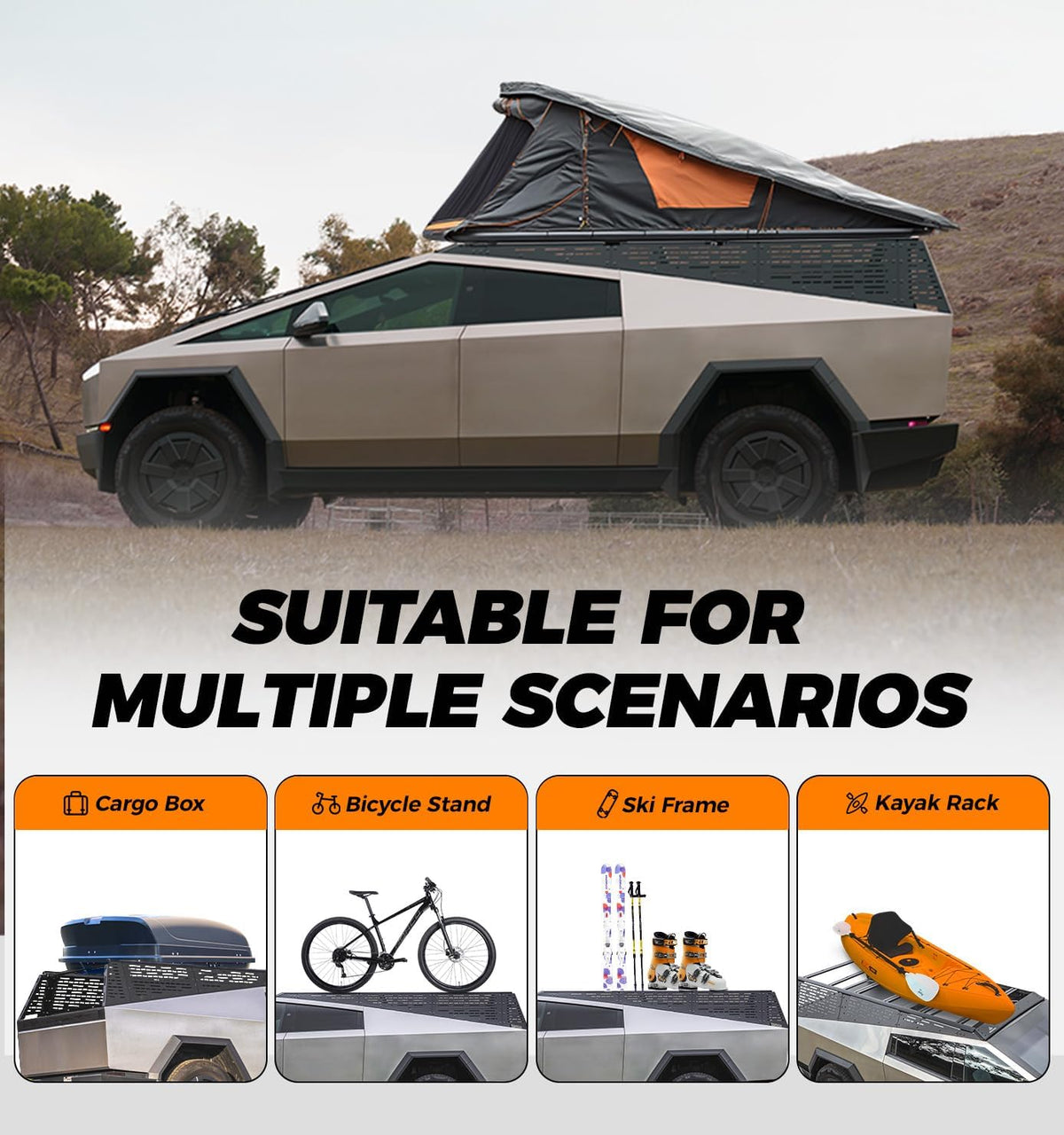 Xprite Heavy-Duty Aluminum Roof Rack & Bed Rack Kit for Tesla Cybertruck 2023–2026