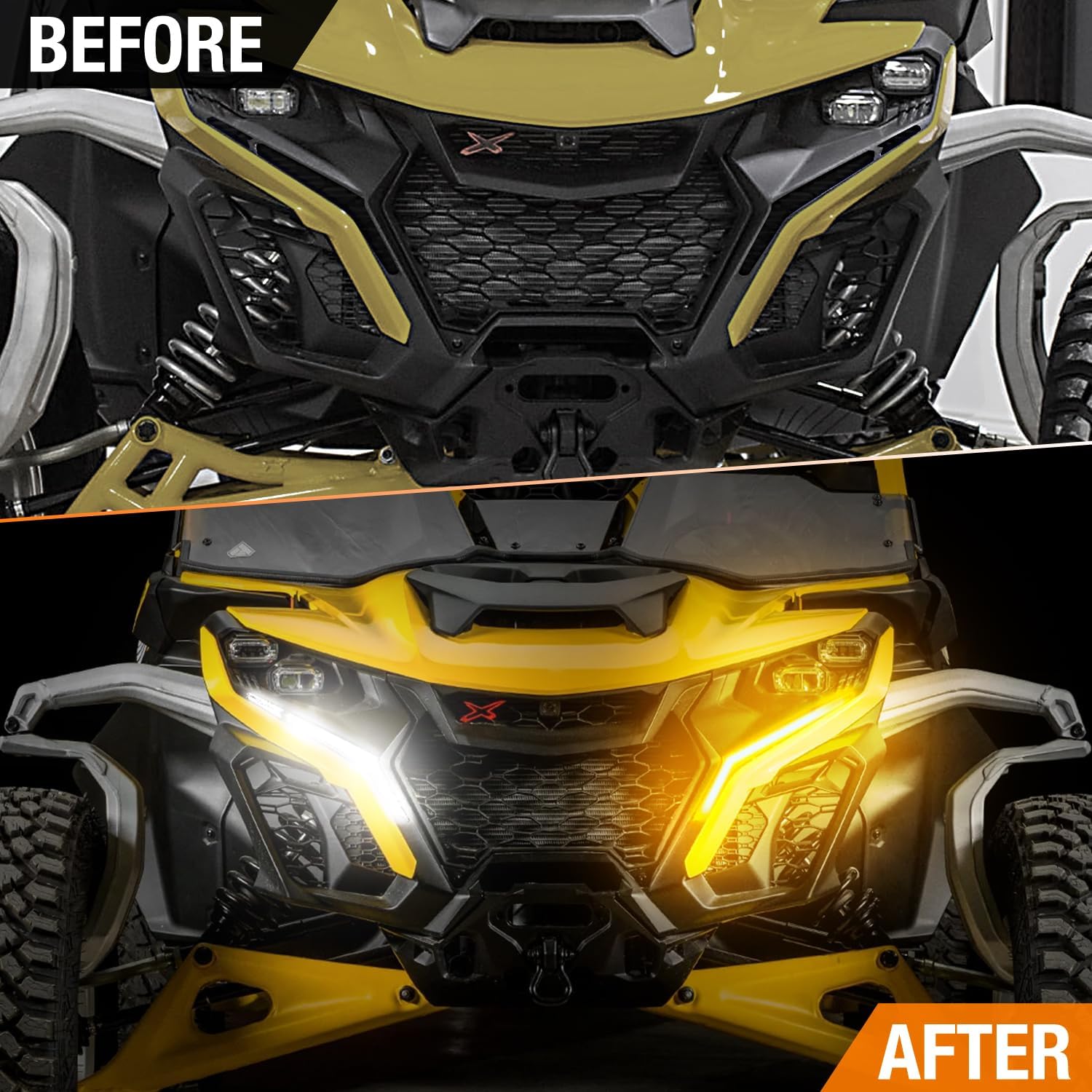 Xprite LED Fang Lights for Can-Am Maverick R 2024-2026 White DRL Turn Signals