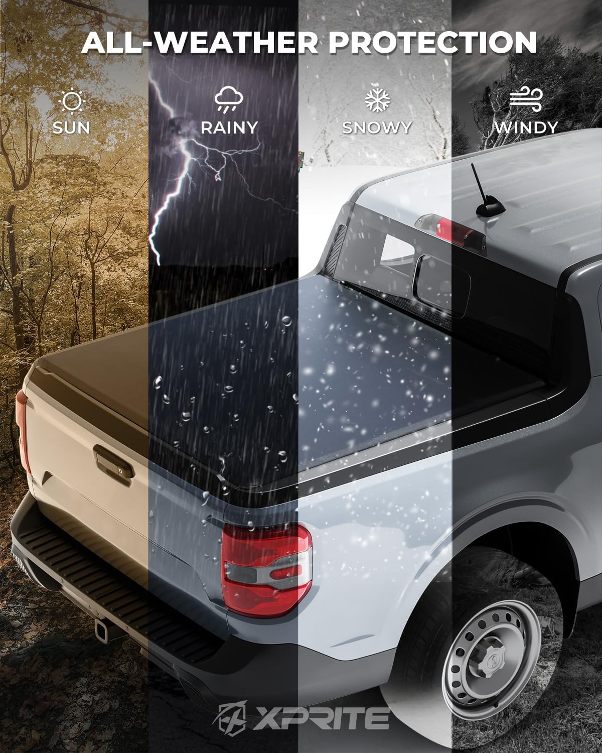 4.6ft Soft Tri-Fold Truck Bed Tonneau Cover for 2022-2026 Ford Maverick