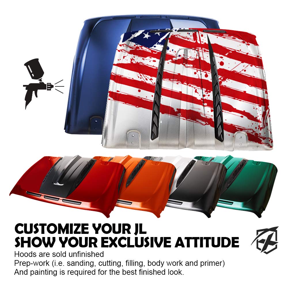 Jeep Wrangler JL & Gladiator JT Replacement Hood with Functional Air vents | Unleash Series