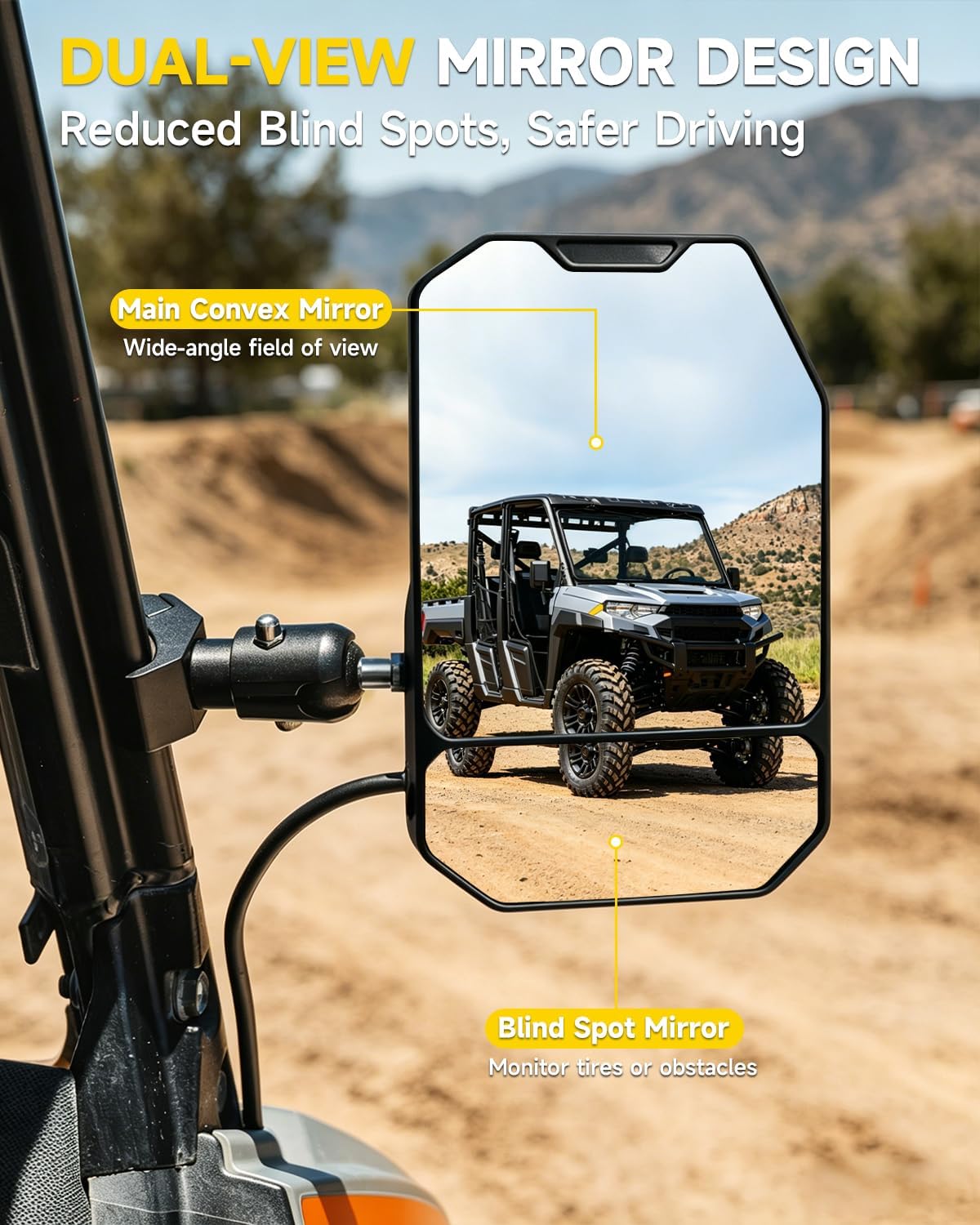 2026 Xprite UTV Side Mirrors w/LED Spot, Signal & Puddle Light for Pro-Fit Cage