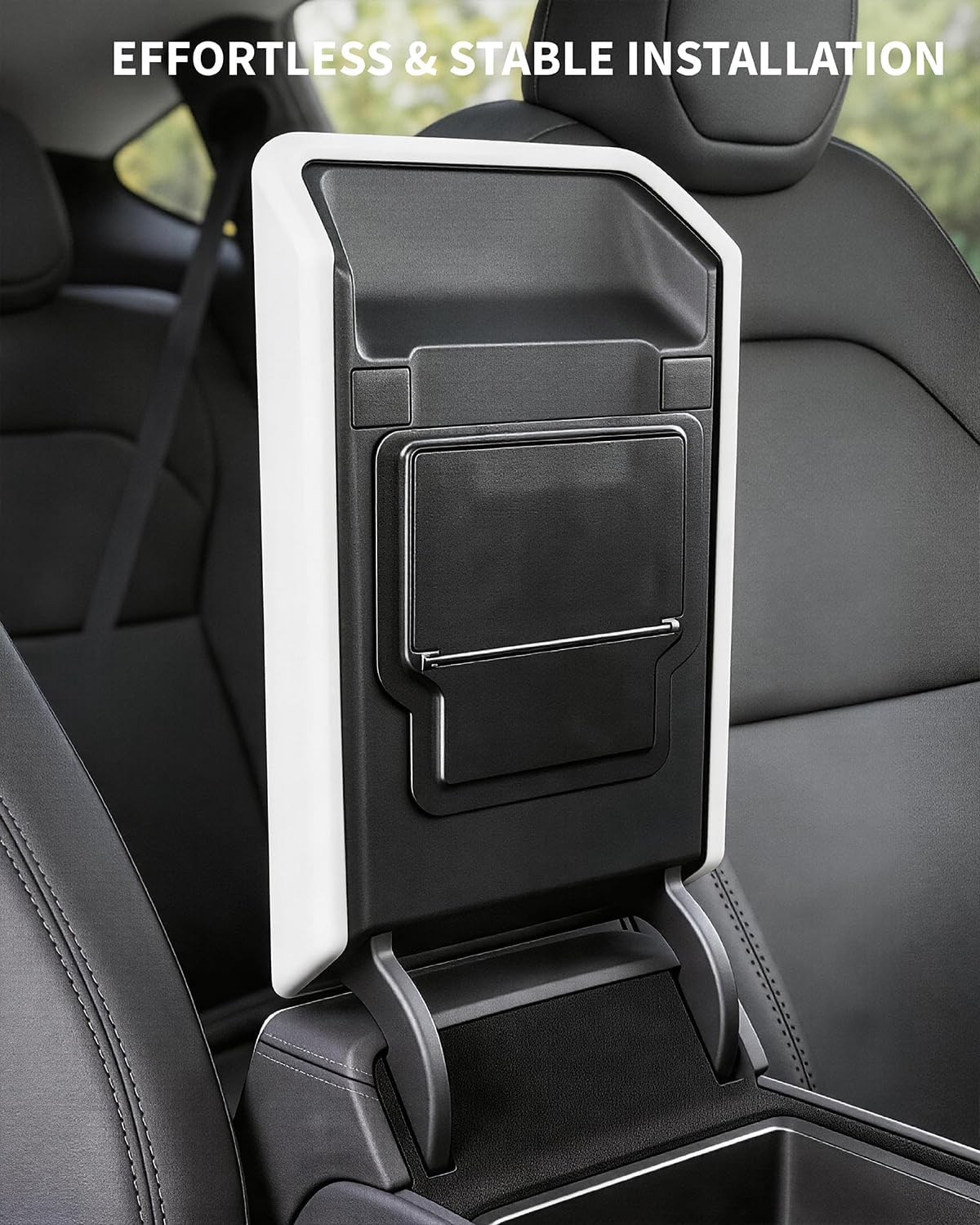 Xprite White TPE Center Console Cover for 2025-2026 Tesla Model Y Juniper & Model 3 Highland | Waterproof Anti-Slip Console Protector