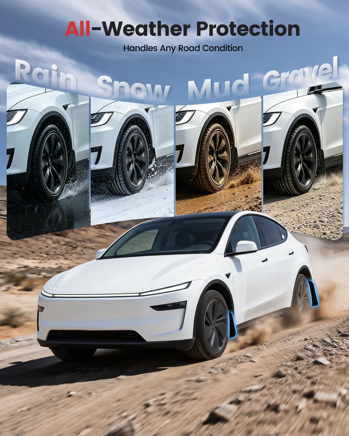 Xprite Mud Flaps for Tesla Model Y Juniper 2025–2026 - No-Drill Splash Guards Set