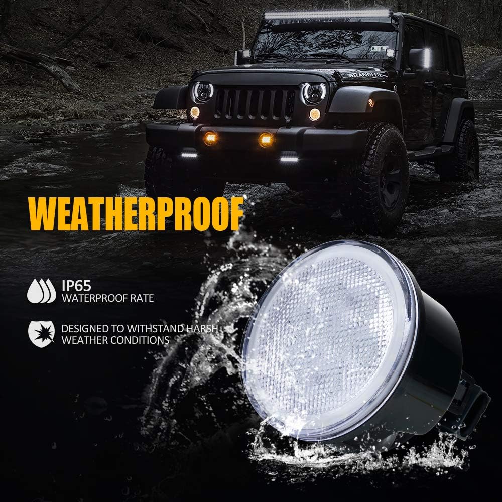Turn Signal Lights & Front Fender Side Marker Amber Light Assembly Replacement Combo for 2007-2018 Jeep Wrangler JK