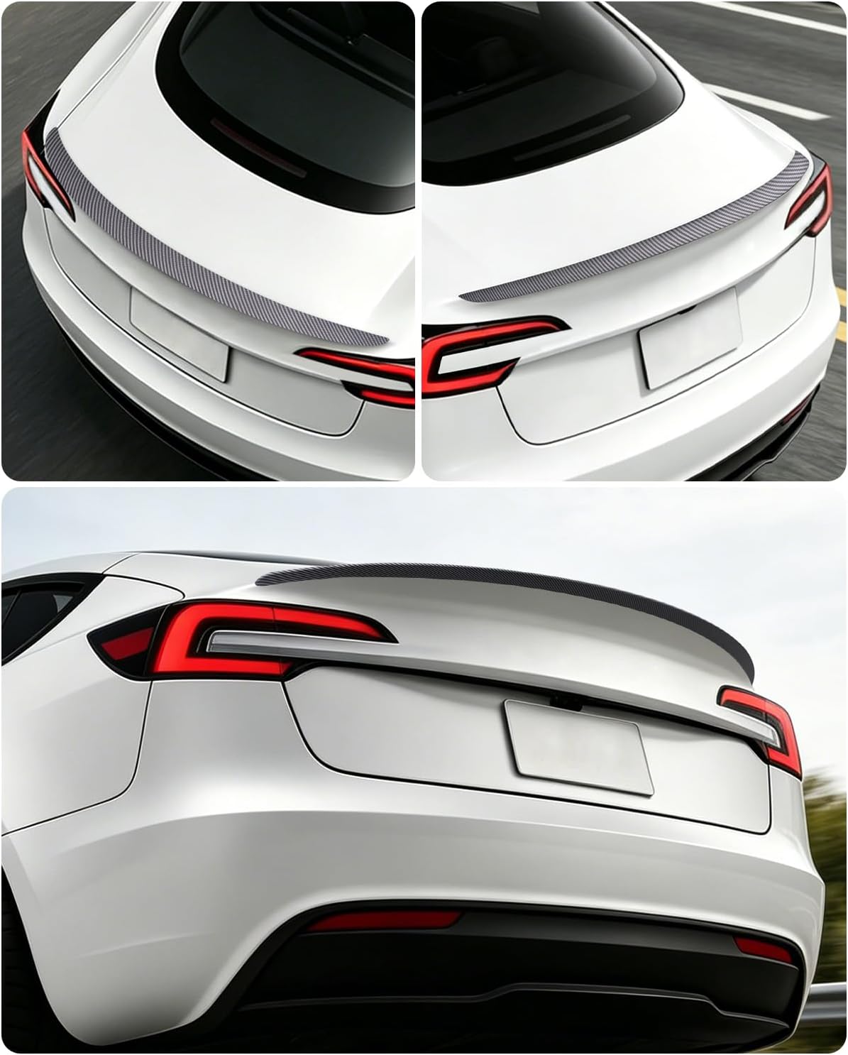 Xprite Matte Carbon Fiber Rear Spoiler, Aerodynamic ABS Trunk Lip Wing for Tesla Model 3 Highland 2024-2026, OEM Fit