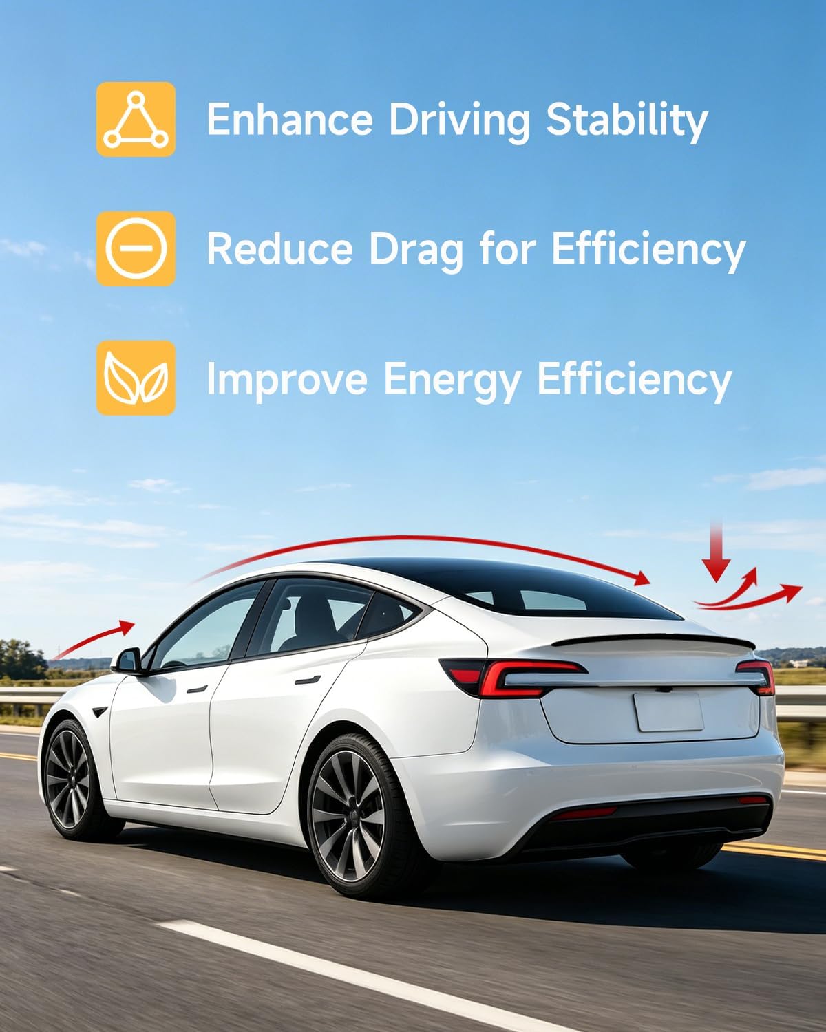 Xprite Matte Black Rear Spoiler, Aerodynamic ABS Trunk Lip Wing for Tesla Model 3 Highland 2024-2026, OEM Fit