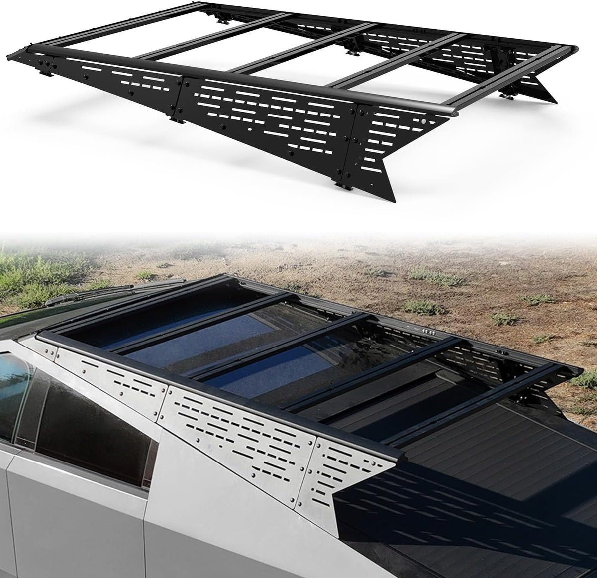 Xprite Extended Half-Frame Roof Rack for Tesla Cybertruck 2023–2026 with Crossbars & MOLLE Panels