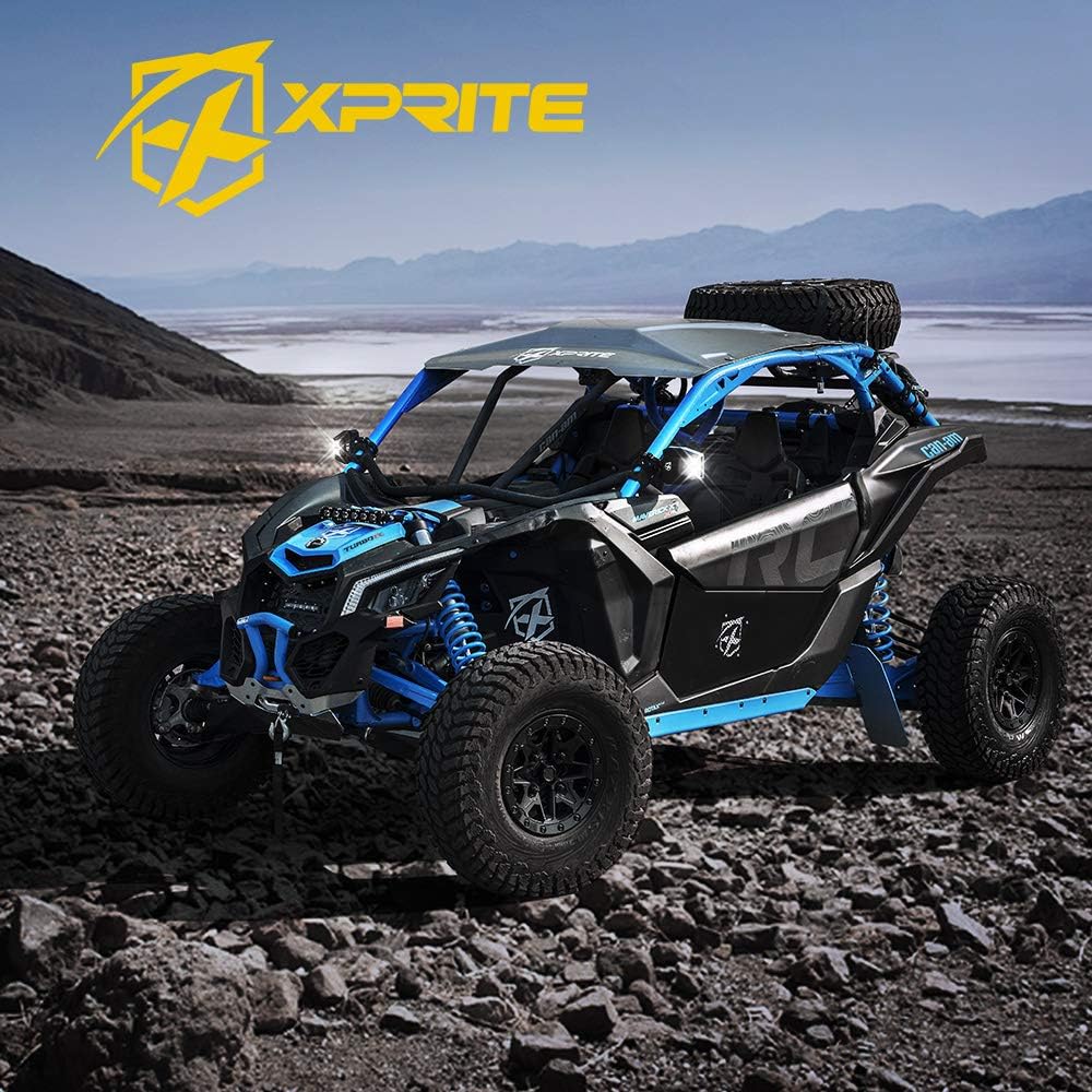 Xprite UTV Side Mirrors with LED Spot Lights – Anti-Glare Blue Tinted Off-Road Mirrors | Destiny Series