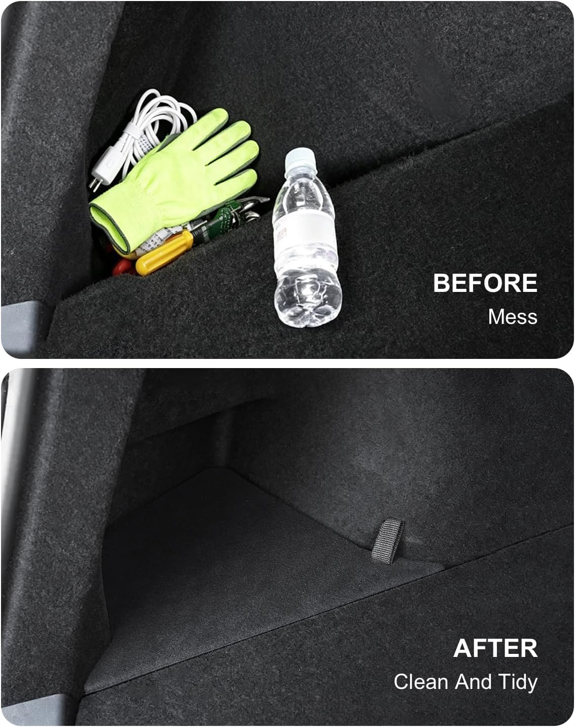 Xprite Waterproof TPE Rear Trunk Storage Bins Box for 25-26 Tesla Model Y Juniper 5-Seat