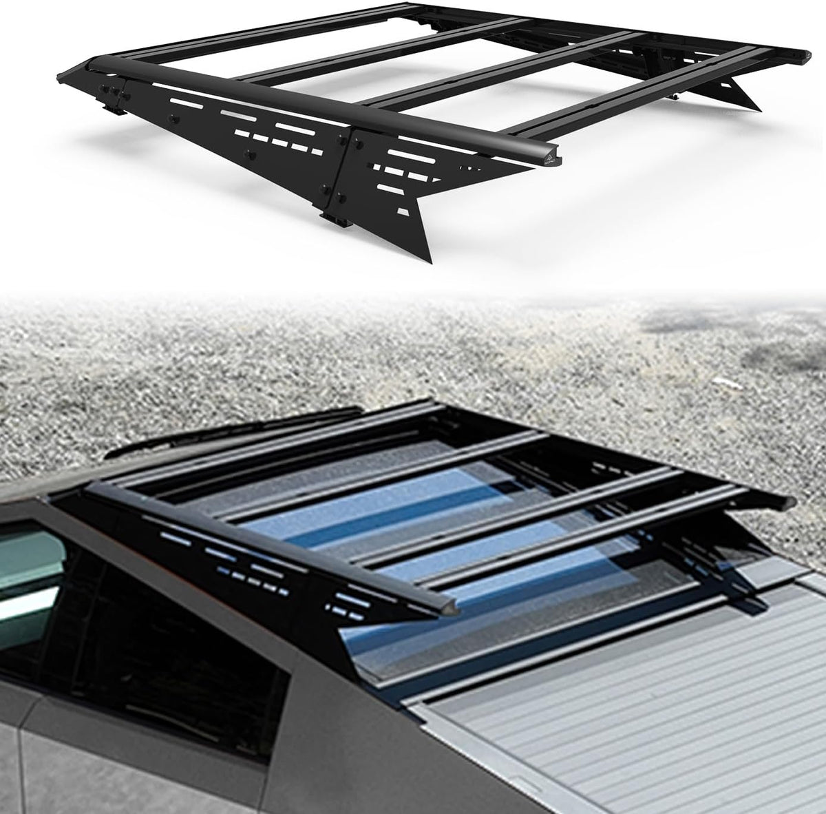 Xprite Half-Frame Aluminum Roof Rack for Tesla Cybertruck 2023–2026 with Crossbars & Side Panels