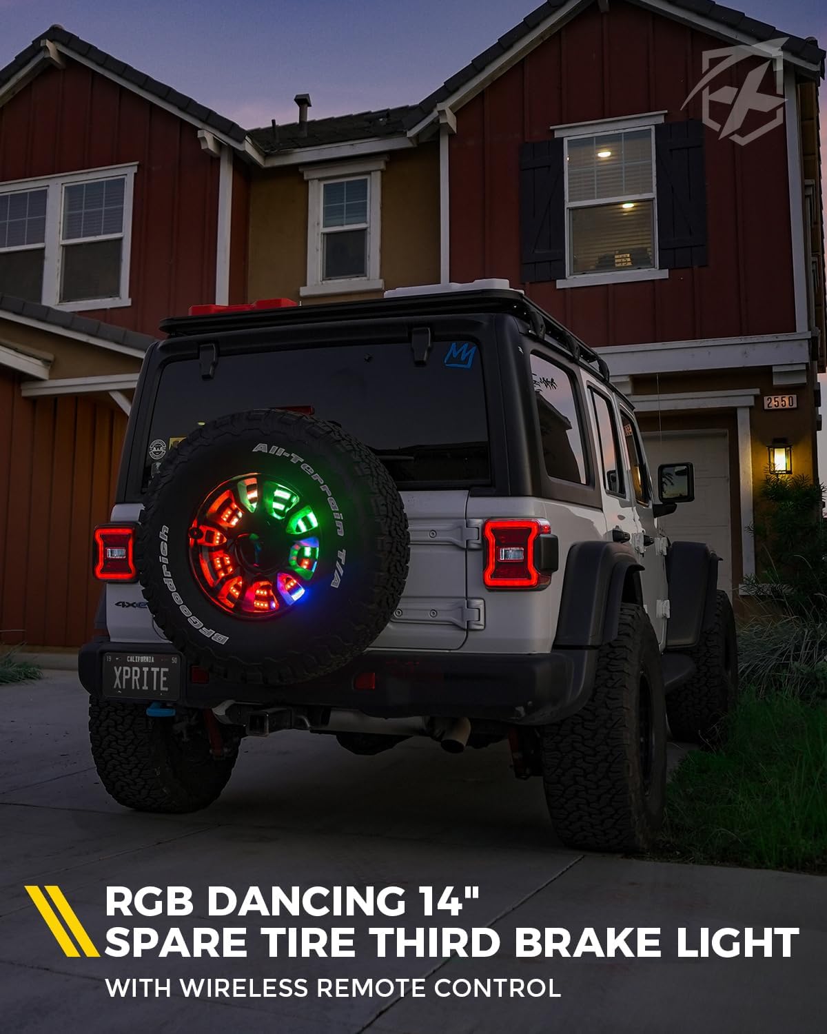 Xprite RGB Spare Tire Brake Light with Dual Control for 2018-2025 Jeep Wrangler JL/JLU