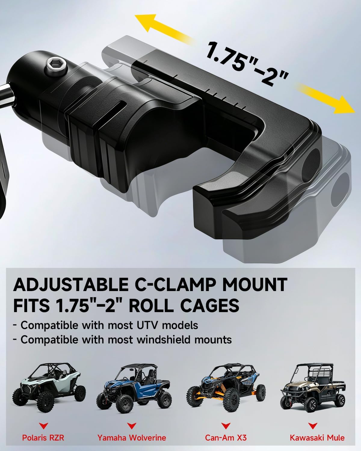 Xprite UTV Side Mirrors with Amber LED Spot Lights, Signals & Puddle Light For Round Tube Roll Cage