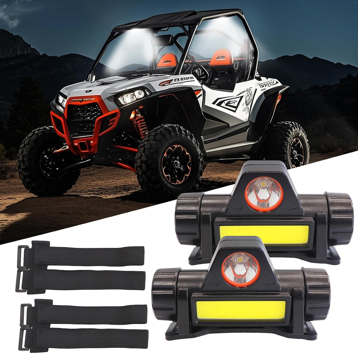 Tavaray 2 Packs UTV Dome Light Type-C Rechargeable for 1.75-2.35" Roll Bar