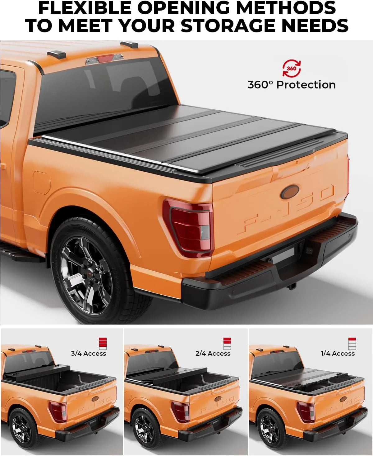 Hard Quad Fold Truck Bed Tonneau Cover for 2015-2026 Ford F150