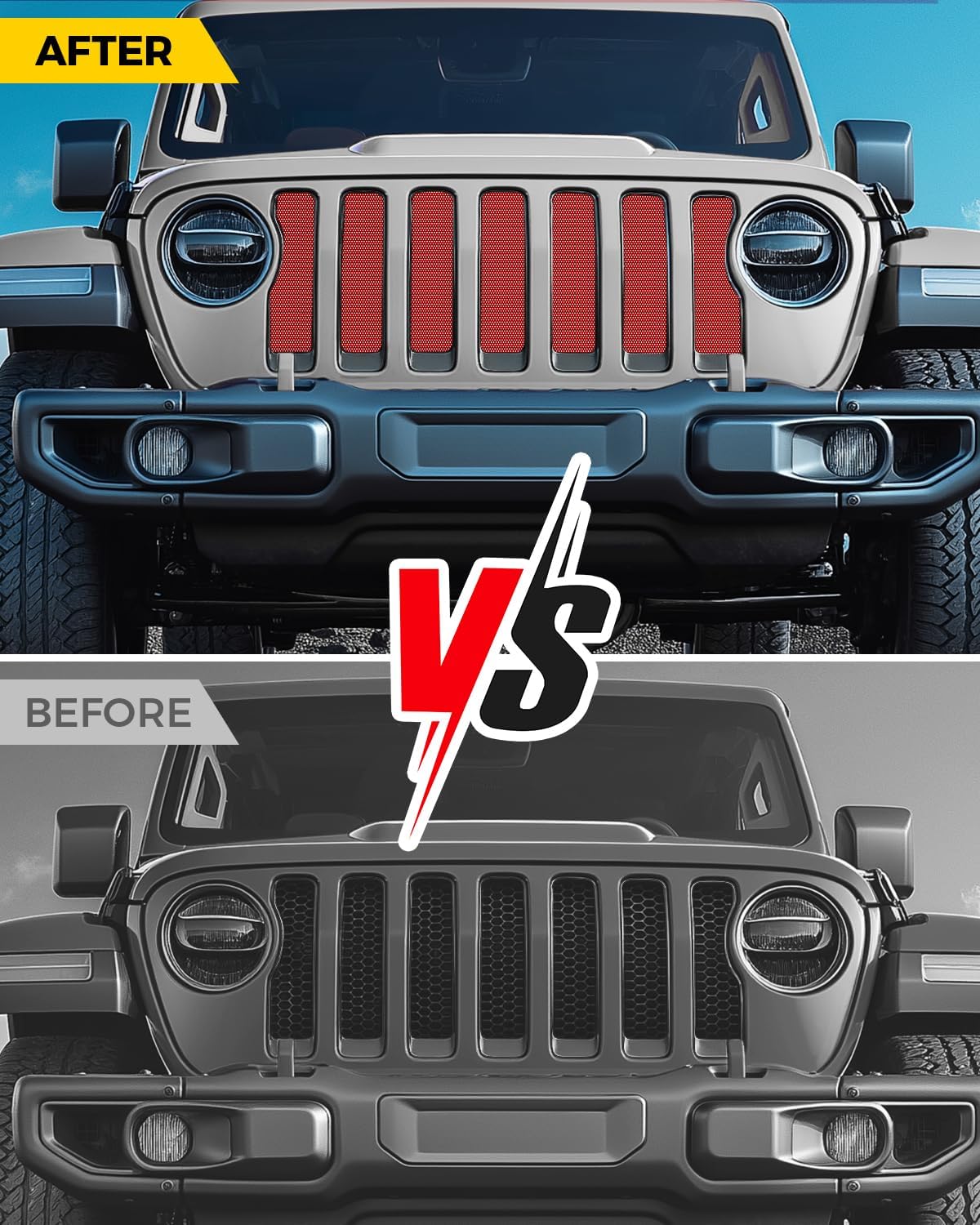 Xprite Red Grill Insert Compatible with Jeep Wrangler JL JT 2018-2026
