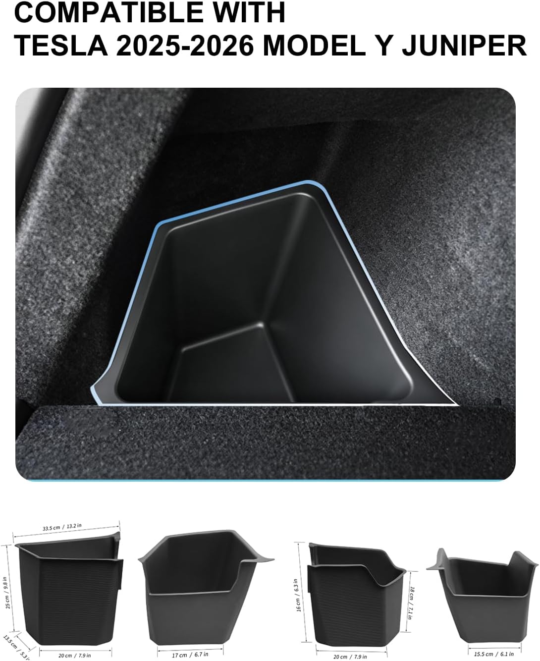 Xprite Waterproof TPE Rear Trunk Storage Bins Box for 25-26 Tesla Model Y Juniper 5-Seat