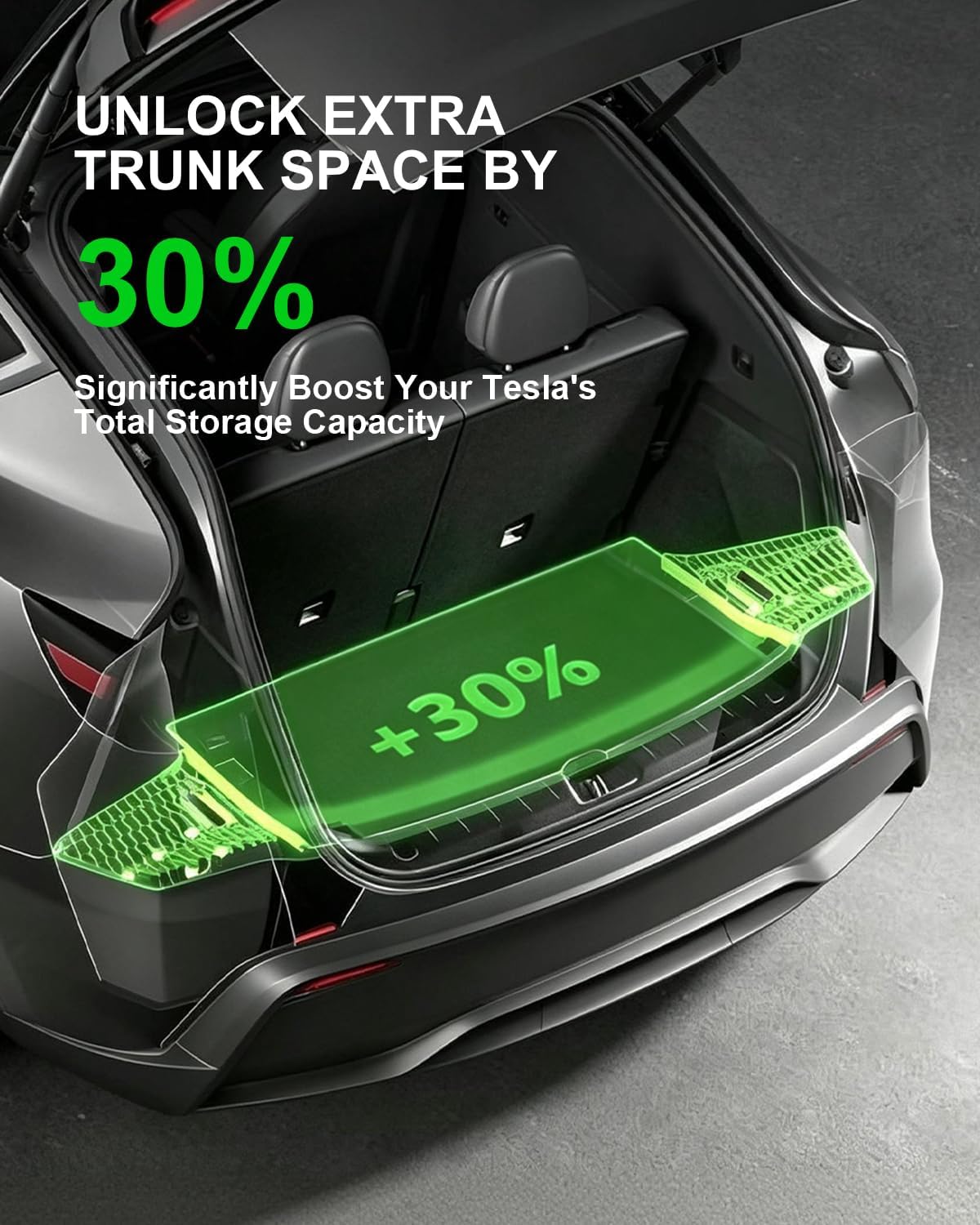 Xprite Waterproof TPE Rear Trunk Storage Bins Box for 25-26 Tesla Model Y Juniper 5-Seat