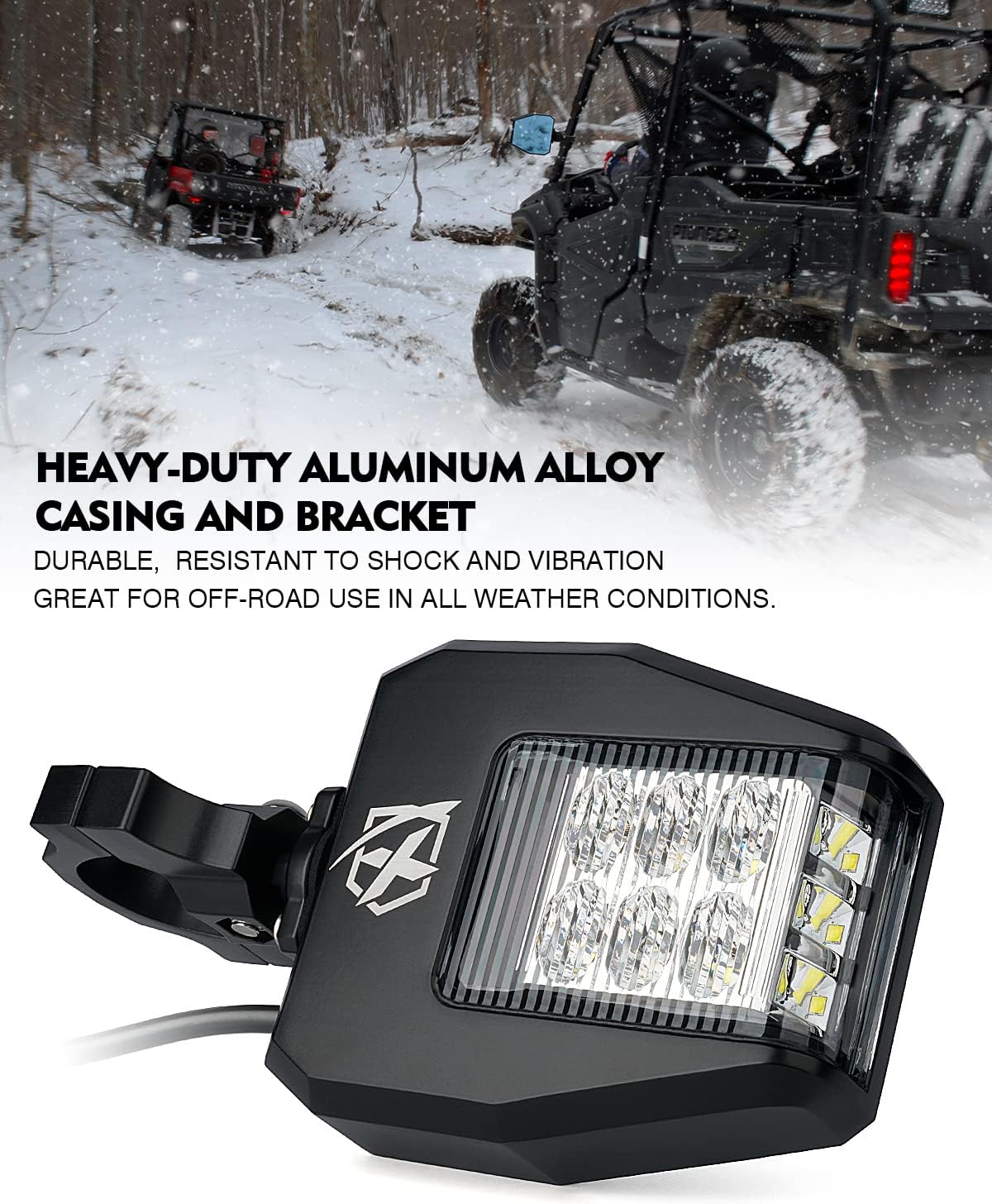Xprite UTV Side Mirrors with LED Spot Lights – Anti-Glare Blue Tinted Off-Road Mirrors | Destiny Series