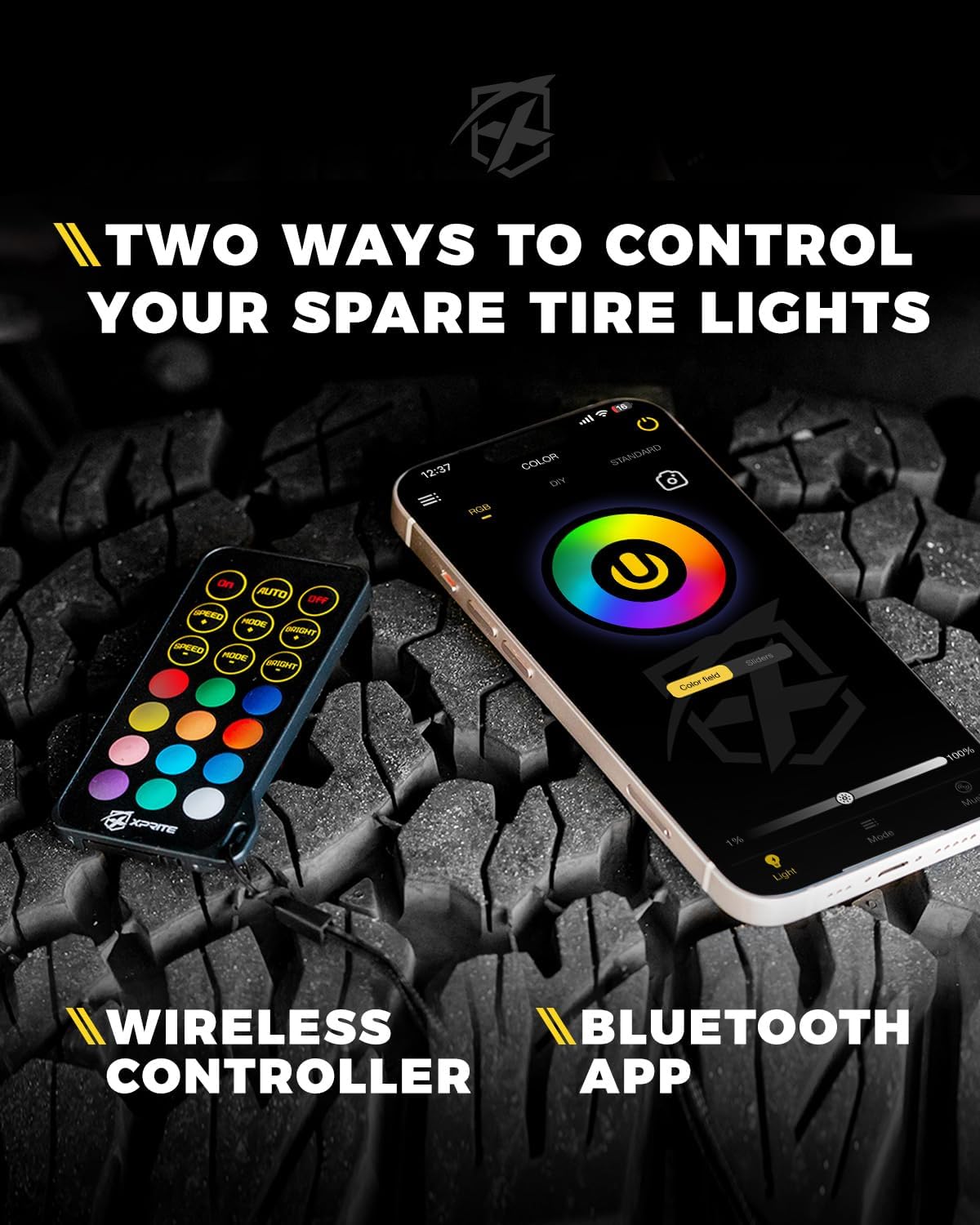 Xprite RGB Spare Tire Brake Light with Dual Control for 2018-2025 Jeep Wrangler JL/JLU
