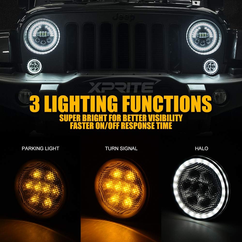 Turn Signal Lights & Front Fender Side Marker Amber Light Assembly Replacement Combo for 2007-2018 Jeep Wrangler JK