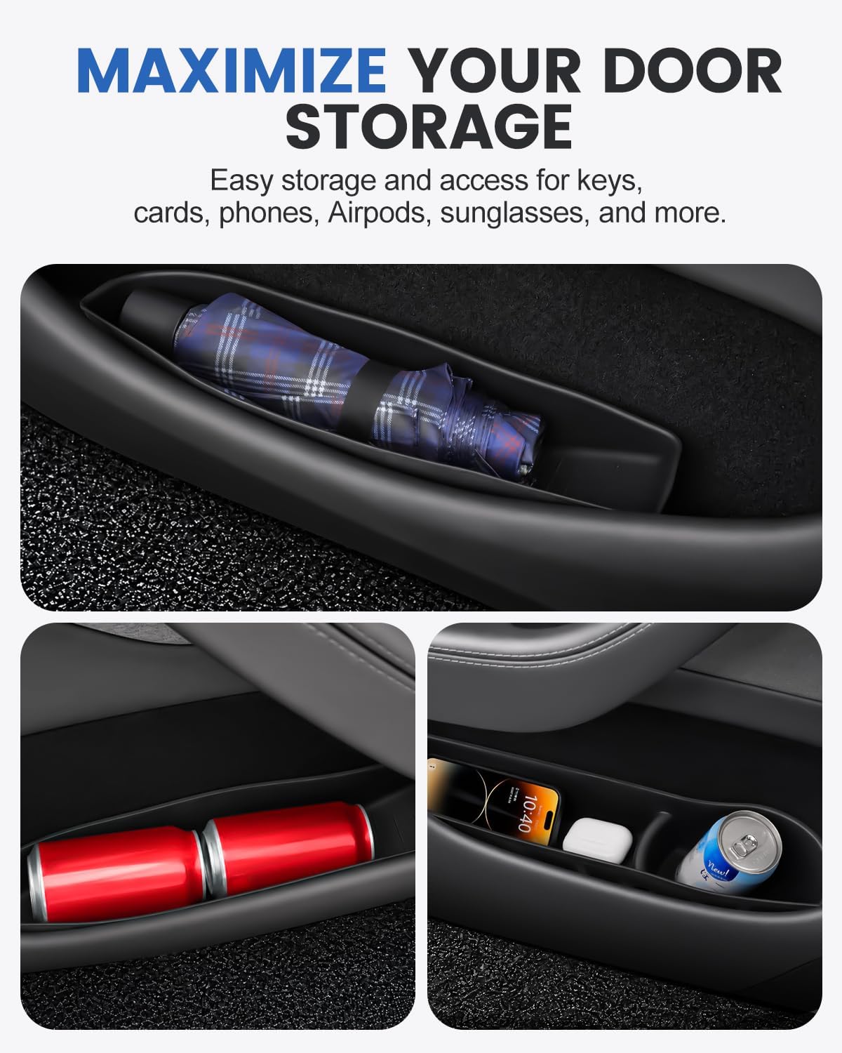 Xprite Door Side Storage Box for Tesla Model 3 Highland 2024 2025 2026