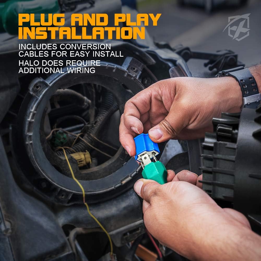 Xprite 7 inch 90W LED Headlights & 4 inch 60W Fog Lights Combo for 2007-2018 Jeep Wrangler JK