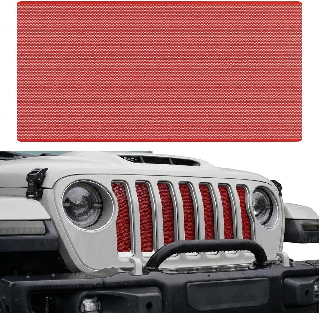 Xprite Red Grill Insert Compatible with Jeep Wrangler JL JT 2018-2026