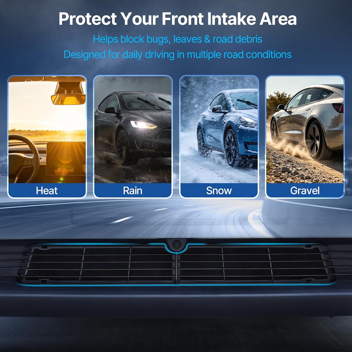 Xprite Premium Front Grill Mesh Cover for 2025 2026 Tesla Model Y Juniper | Snap-On Air Intake Protection
