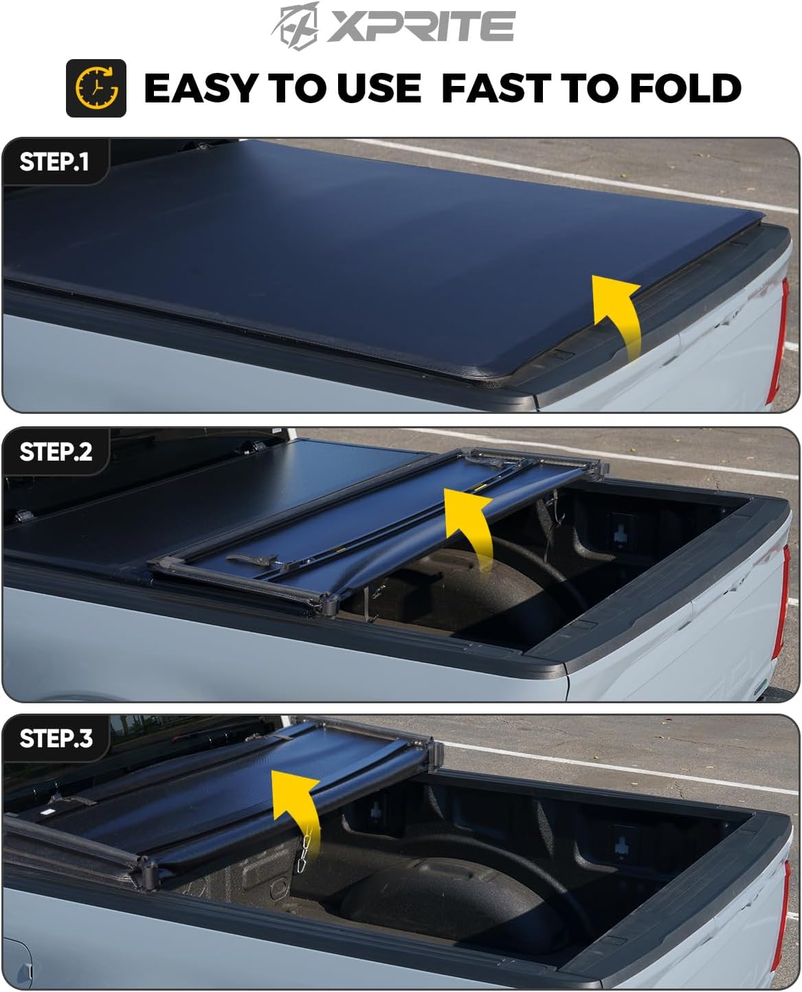 4.6ft Soft Tri-Fold Truck Bed Tonneau Cover for 2022-2026 Ford Maverick