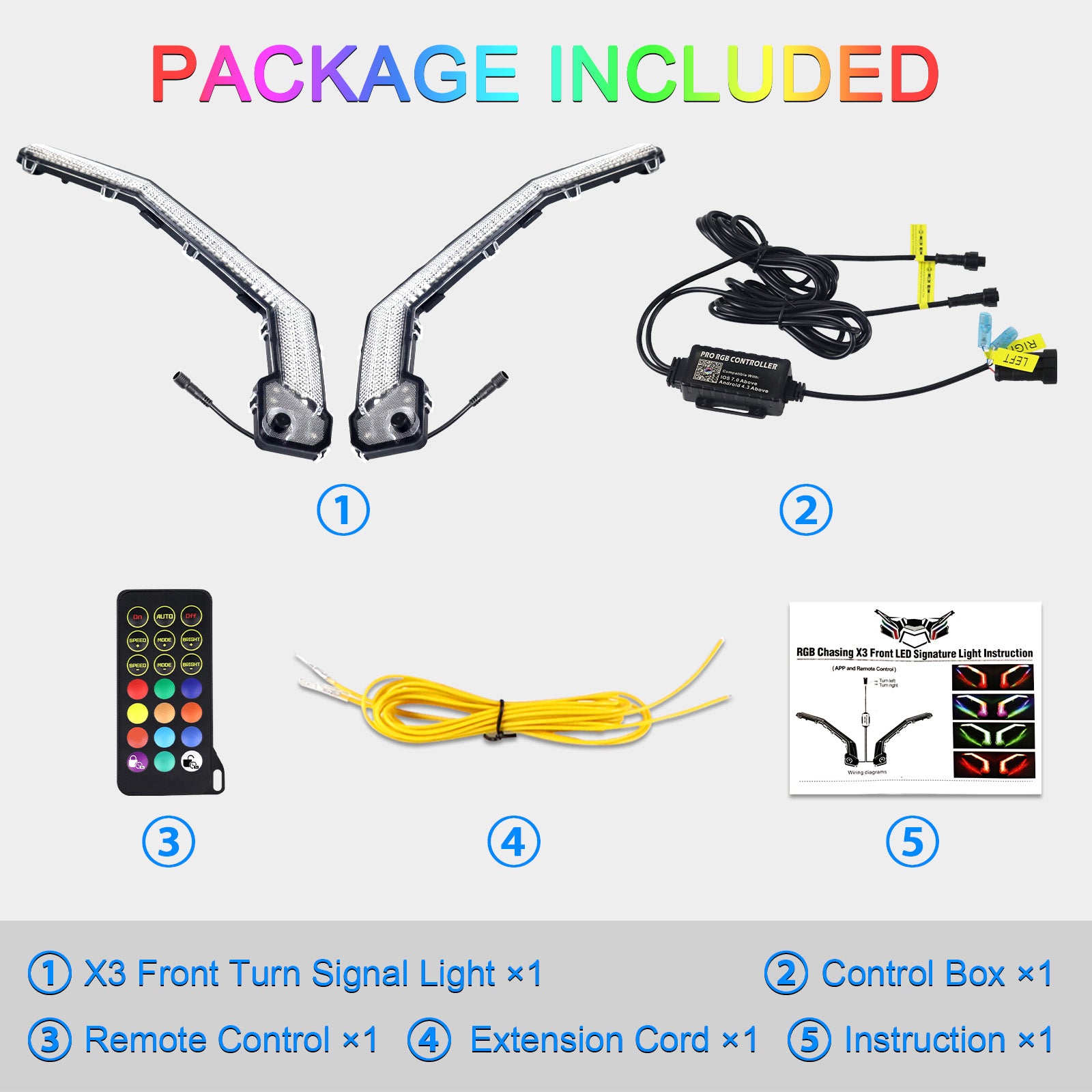 RGB X3 Fang Lights Compatible with Can Am Maverick X3 XDS XRS Max Turbo 2017-2023 | APP & Remote Control Multicolor LED with Music Sync