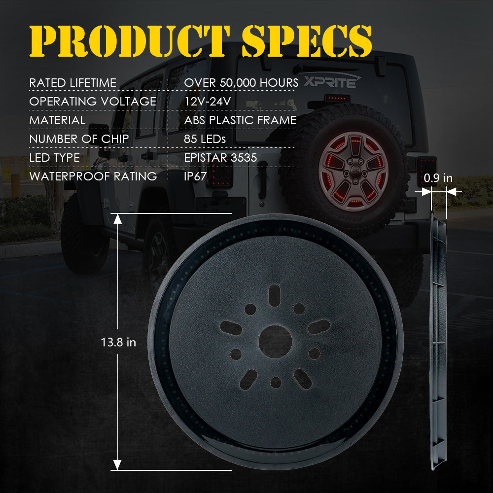 Jeep Wrangler JK/JL 14" Spare Tire Brake Light | Typhoon Series