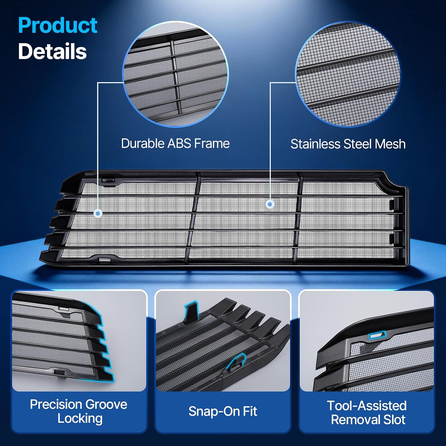 Xprite Premium Front Grill Mesh Cover for 2025 2026 Tesla Model Y Juniper | Snap-On Air Intake Protection