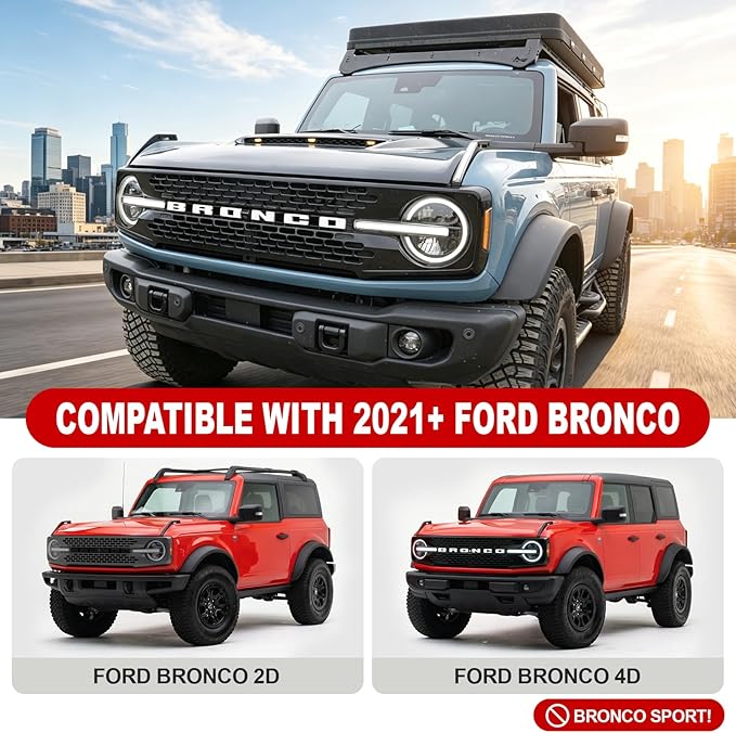 Xprite Aluminum Hood for  Ford Bronco with Amber LED DRLs