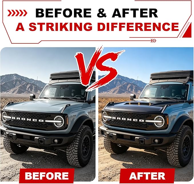Aggressive Off-Road Hood for 2021-2026 Ford Bronco with LED DRLs