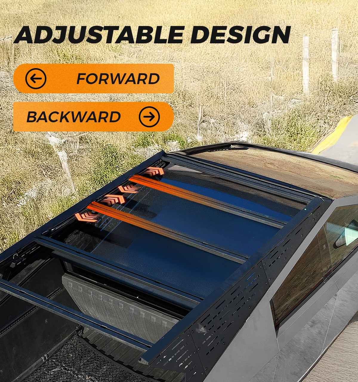 Xprite Extended Half-Frame Roof Rack for Tesla Cybertruck 2023–2026 with Crossbars & MOLLE Panels