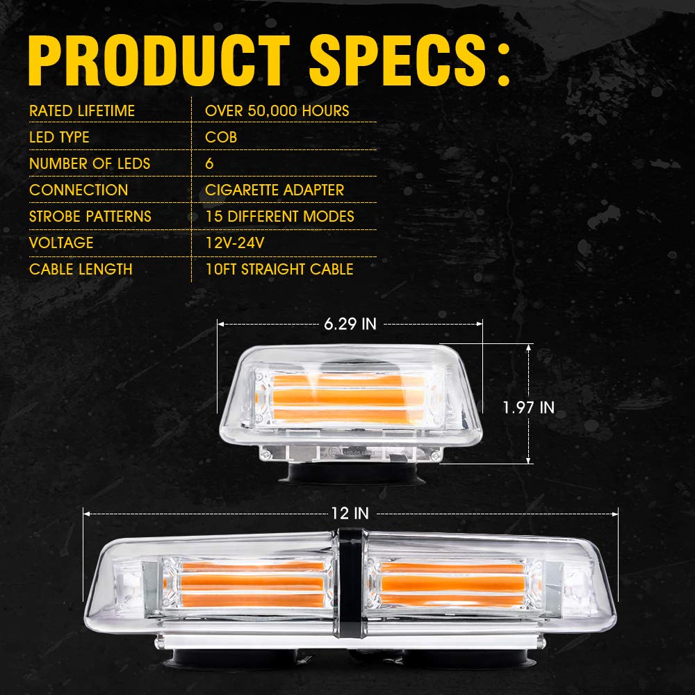 Mini LED Strobe Light Bar with Magnetic Base | Tracker Series