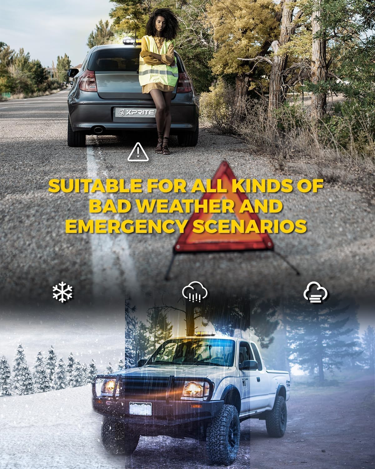 2PCS Upgraded 12" 72LED Rooftop Mini Strobe Lights