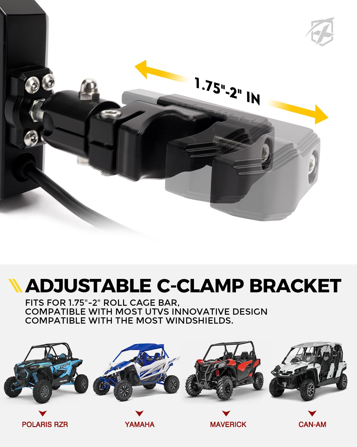 Amber Light UTV Side View  Mirrors