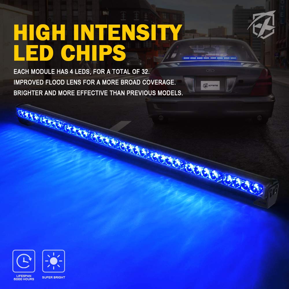35.5" Inch 32 LED Strobe Emergency Traffic Advisor Warning Light Bar for Firefighter Vehicles Trucks Cars