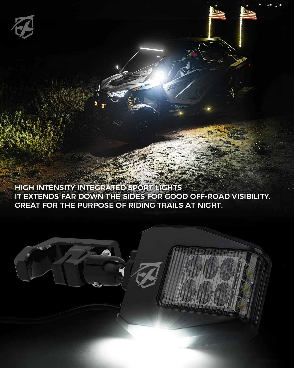 UTV Side View Mirrors with Spotlights | Destiny Series