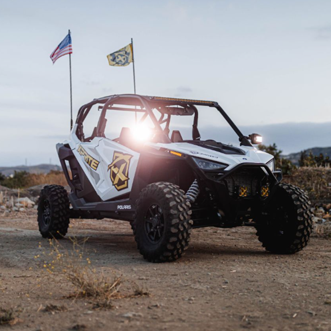 Xprite UTV LED Lighting Upgrade Kit | LED Side Mirrors, 2PC RGB 4FT Whip Lights & 36" Chase Light Bar