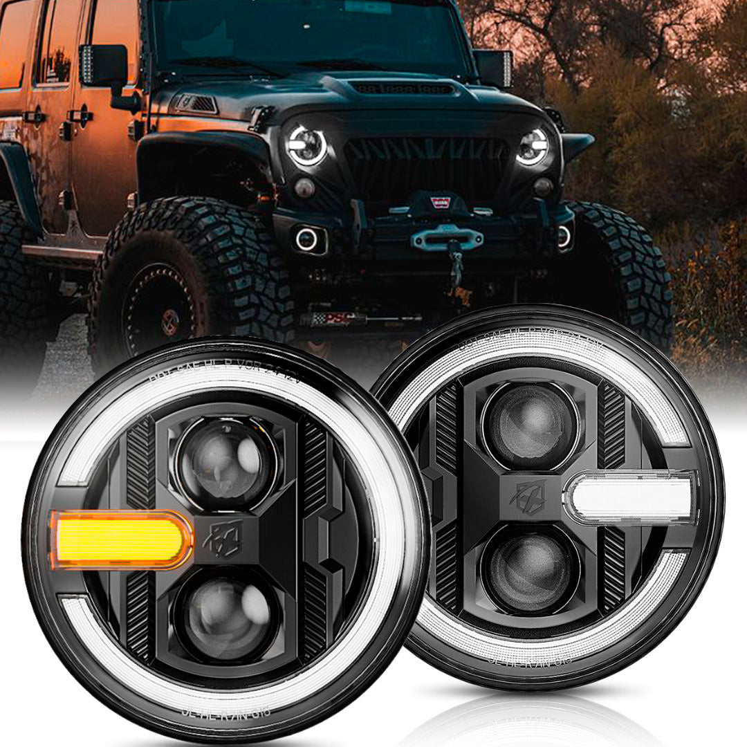 7" Halo Headlights with DRL & Turn Signal for 2007-2018 Jeep Wrangler JK | Ultra