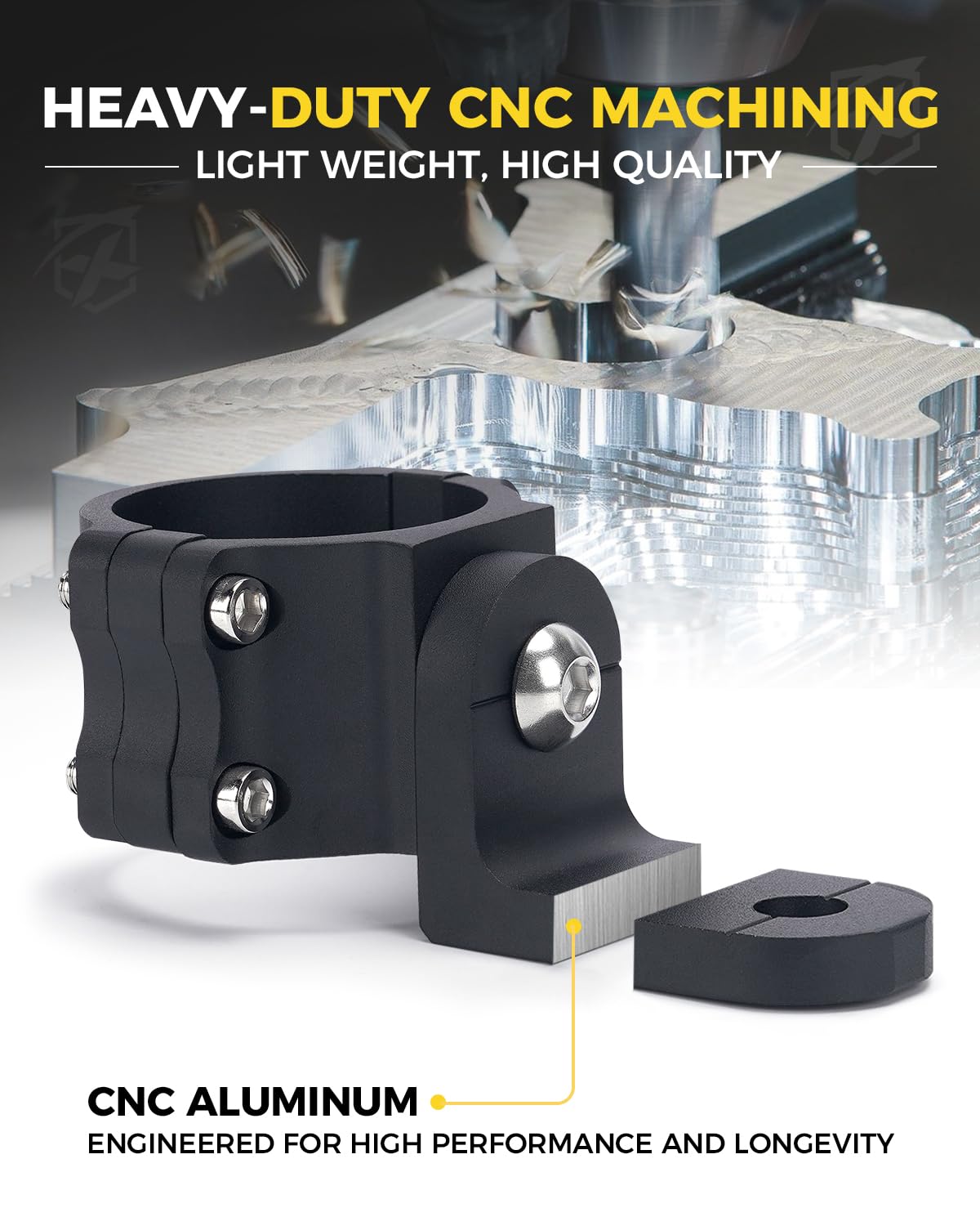 Aluminum CNC Whip Light Mount Bracket with 360° Rotation Capability
