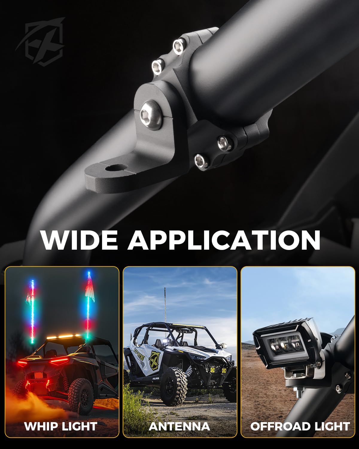 Aluminum CNC Whip Light Mount Bracket with 360° Rotation Capability
