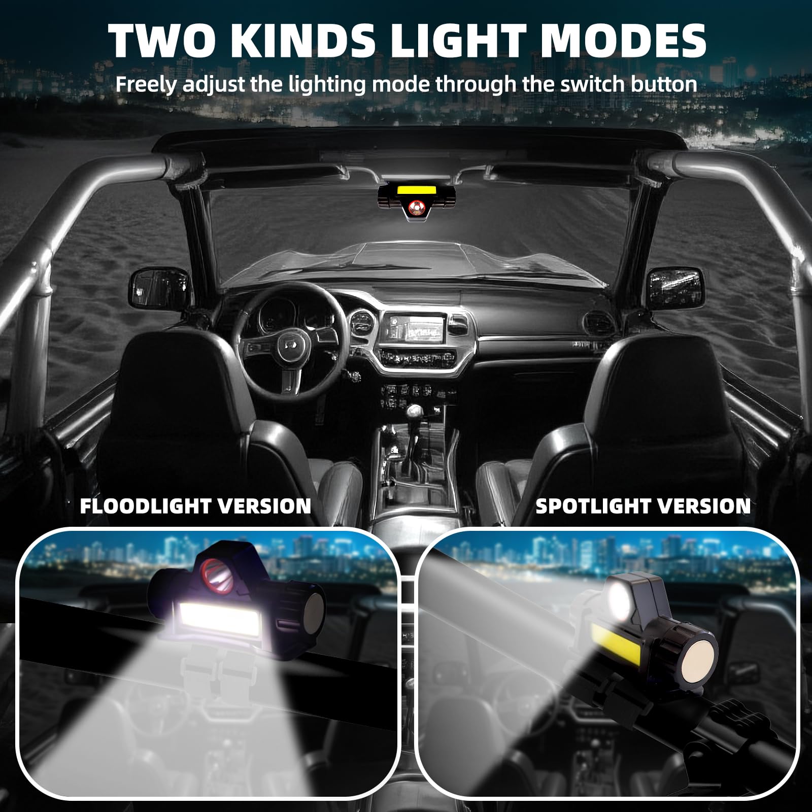 Rechargeable UTV Interior Light for Polaris RZR Can Am Talon Kawasaki Golf Cart Boat Off-Road