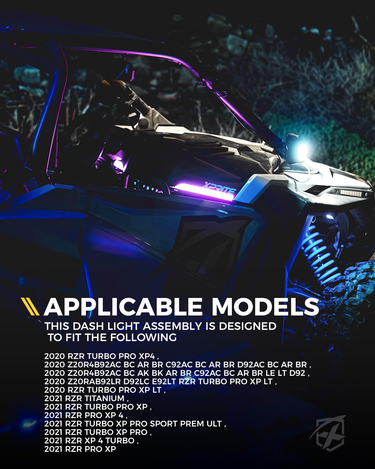 Polaris RZR RGB Chasing Panel Dash Light Bar Kit