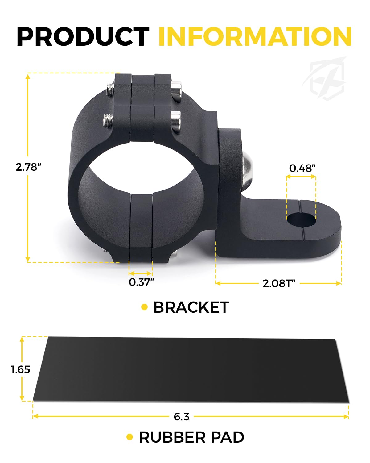 Aluminum CNC Whip Light Mount Bracket with 360° Rotation Capability
