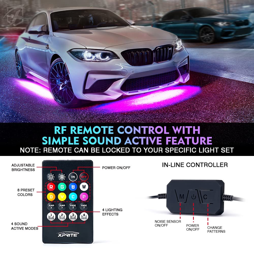 Dual Row RGB LED Underbody Glow Kit with Remote Control and Bluetooth | Rivalry Series