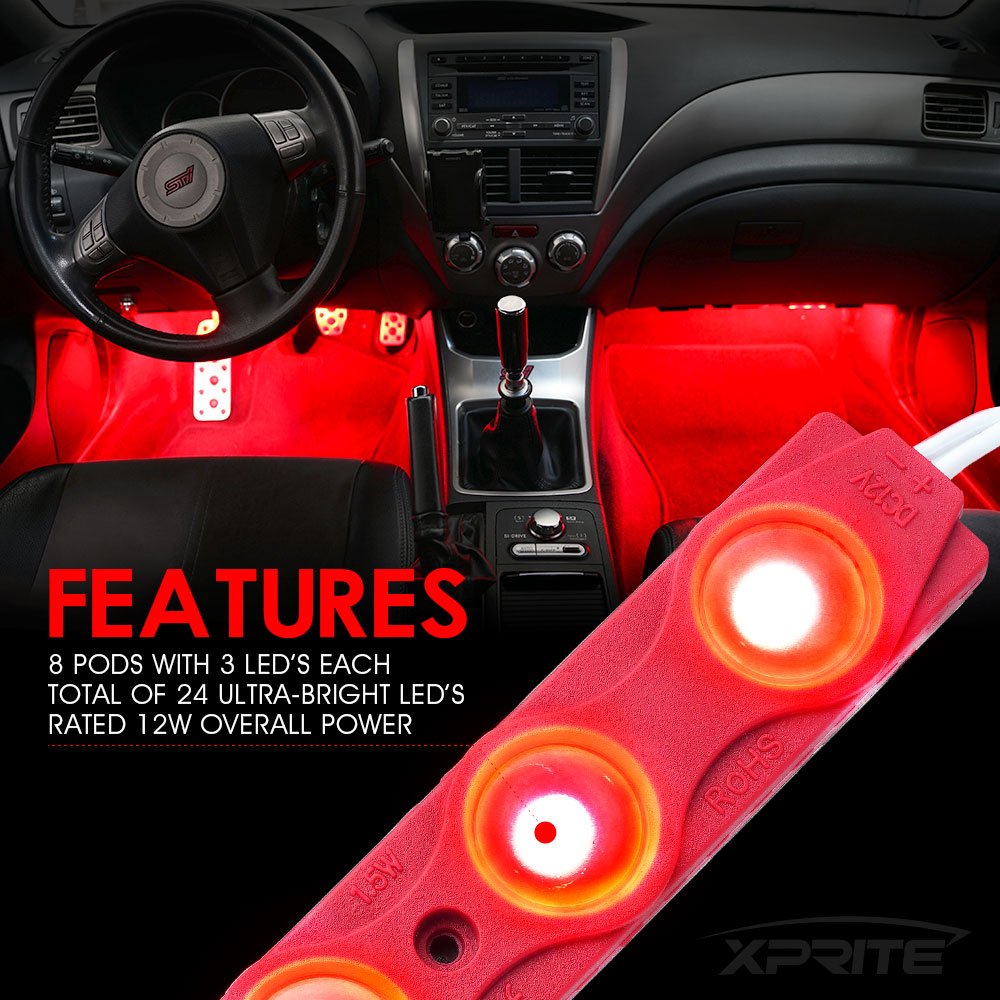 Xprite 8 LED Rock Light Pods Truck Bed Lighting Kit with Switch